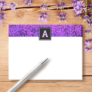 Notas Post-it® Patrón botánico monograma púrpura audaz moderno