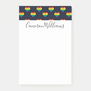 Notas Post-it® Patrón cardíaco de 8 bits arco iris
