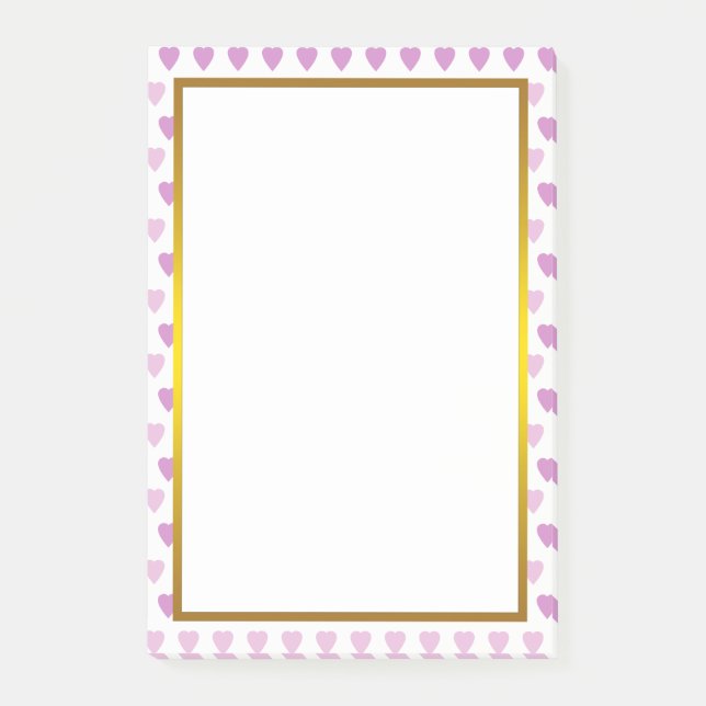 Notas Post-it® Patrón cardíaco de amor púrpura de Relieve metaliz (Anverso)