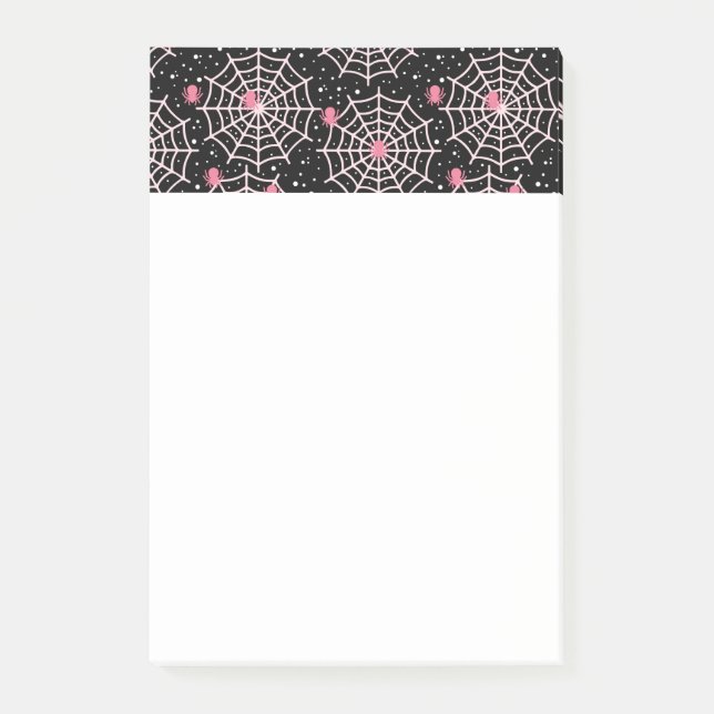 Notas Post-it® Patrón Cobwebs y Spiders de Halloween (Anverso)