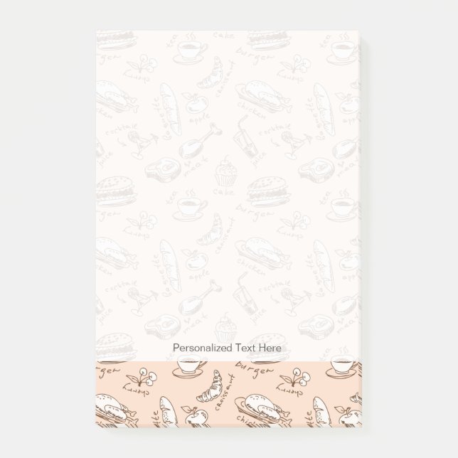 Notas Post-it® Patrón con alimento (Anverso)