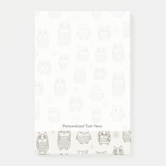 Notas Post-it® Patrón con búhos (Anverso)