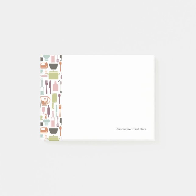 Notas Post-it® Patrón con coloridos iconos de cocina (Anverso)