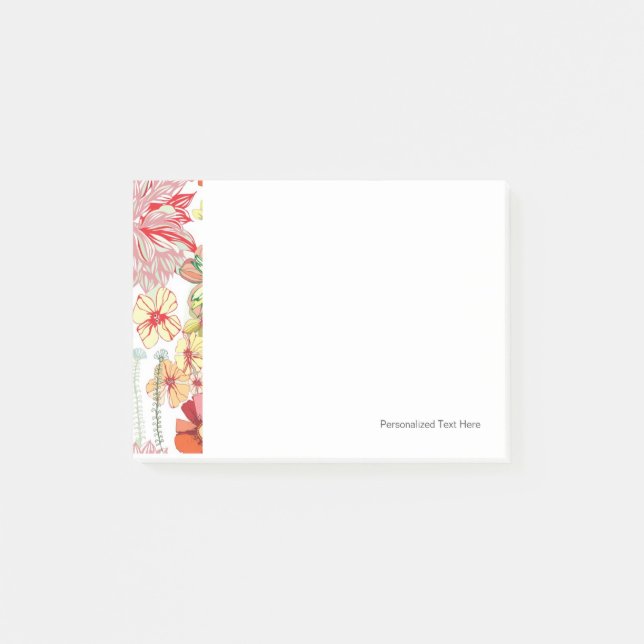 Notas Post-it® Patrón con flores rojas (Anverso)