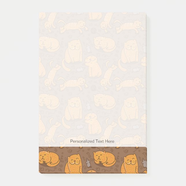 Notas Post-it® Patrón con gatos (Anverso)