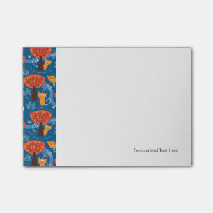 Notas Post-it® patrón con gatos y pájaros lindos