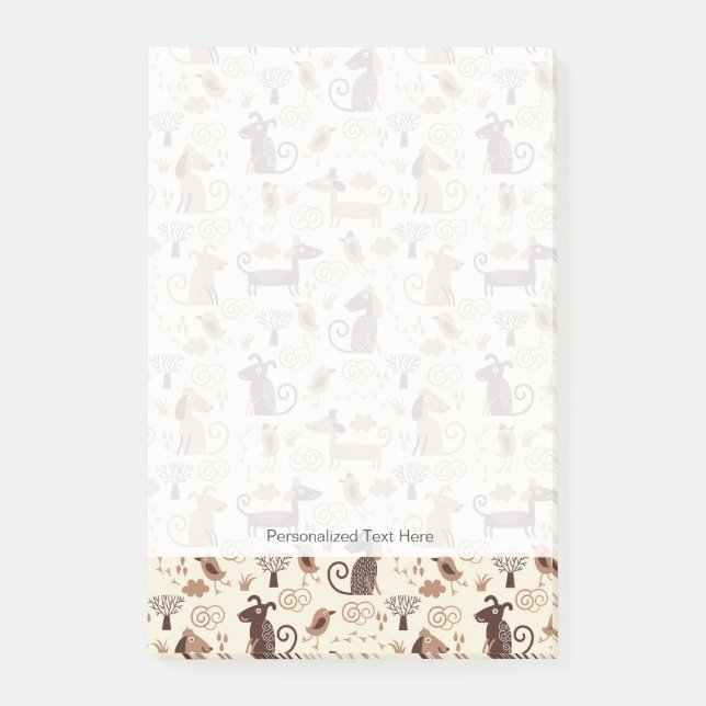 Notas Post-it® patrón con perros lindos (Anverso)