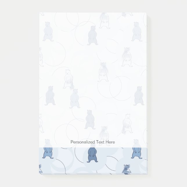 Notas Post-it® patrón con un oso pardo (Anverso)