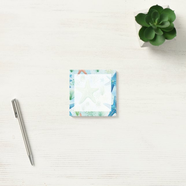 Notas Post-it® Patrón continuo de estrella de mar (Oficina)