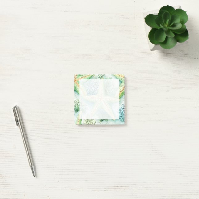 Notas Post-it® Patrón continuo de estrella de mar (Oficina)