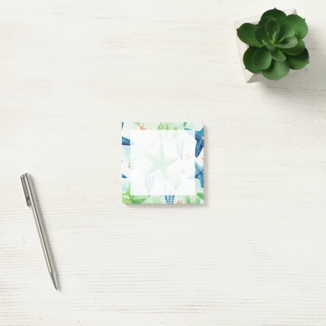 Notas Post-it® Patrón continuo de estrella de mar (Oficina)