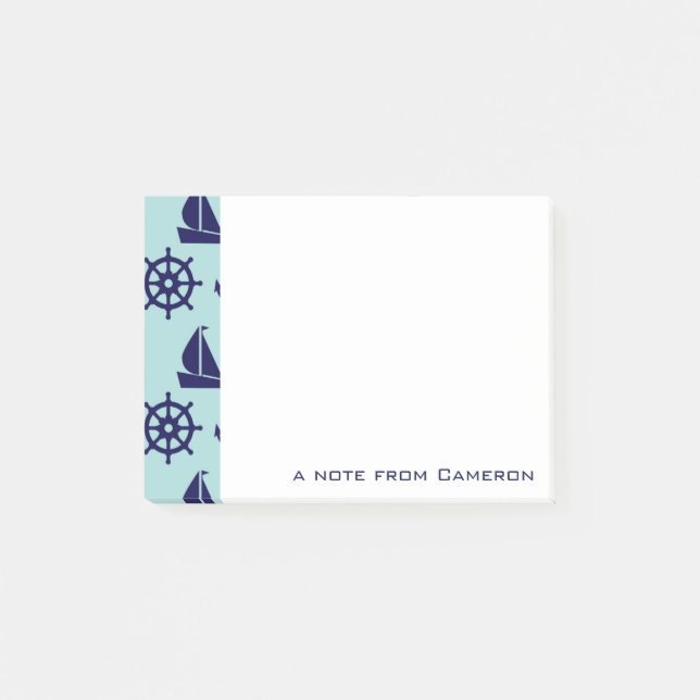 Notas Post-it® Patrón costero| Agregar su nombre (Anverso)