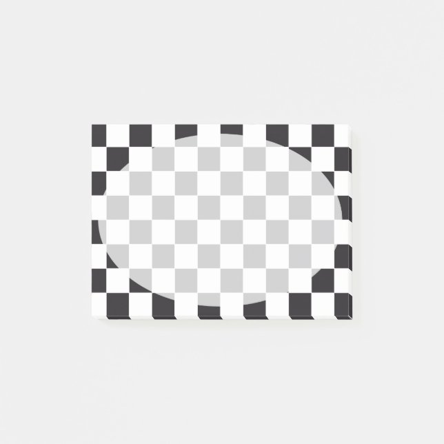 Notas Post-it® Patrón cuadrado de ajedrez - negro + tu fondo (Anverso)