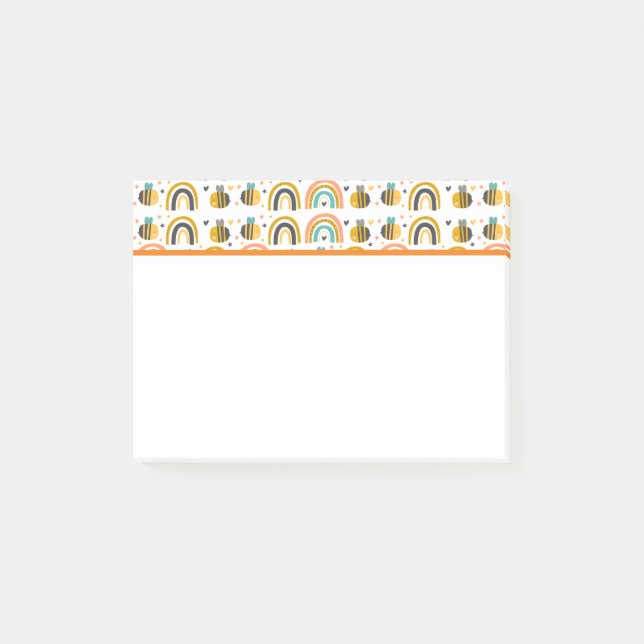 Notas Post-it® Patrón de abejas y arbustos (Anverso)