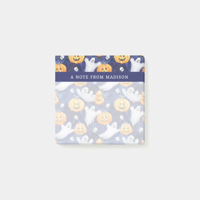 Notas Post-it® Patrón de acuarela de Halloween (Anverso)