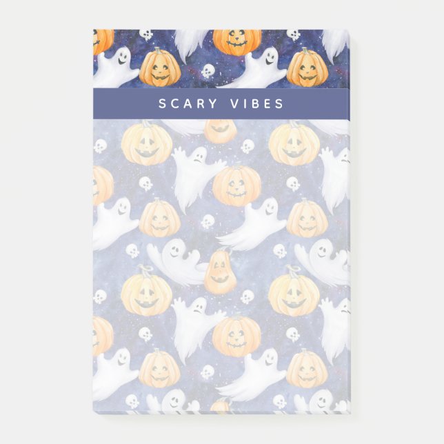 Notas Post-it® Patrón de acuarela de Halloween (Anverso)