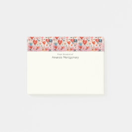 Notas Post-it® Patrón de Amor Caprichoso Corazones Rojos
