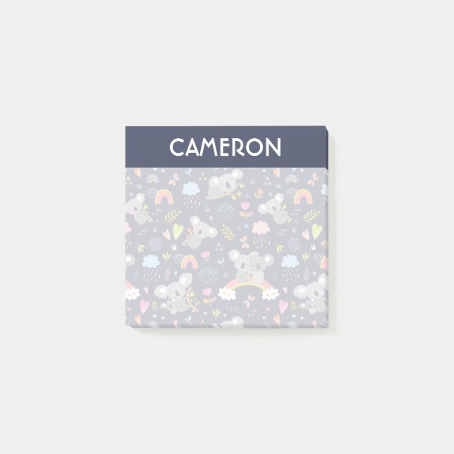 Notas Post-it® Patrón de amor del arcoiris de Koala (Anverso)