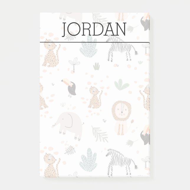 Notas Post-it® Patrón de animales de selva tropical de selva fina (Anverso)