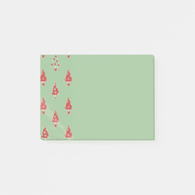 Notas Post-it® Patrón de árbol de Navidad caprichoso (Anverso)