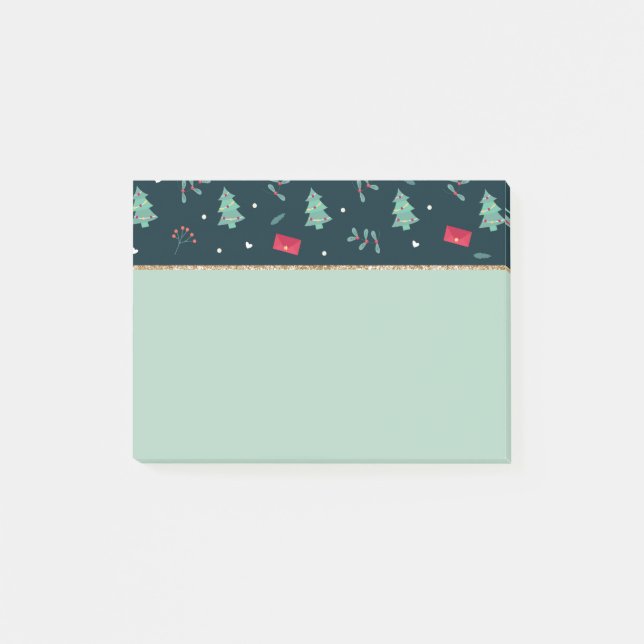 Notas Post-it® Patrón de árbol de Navidad decorativo (Anverso)