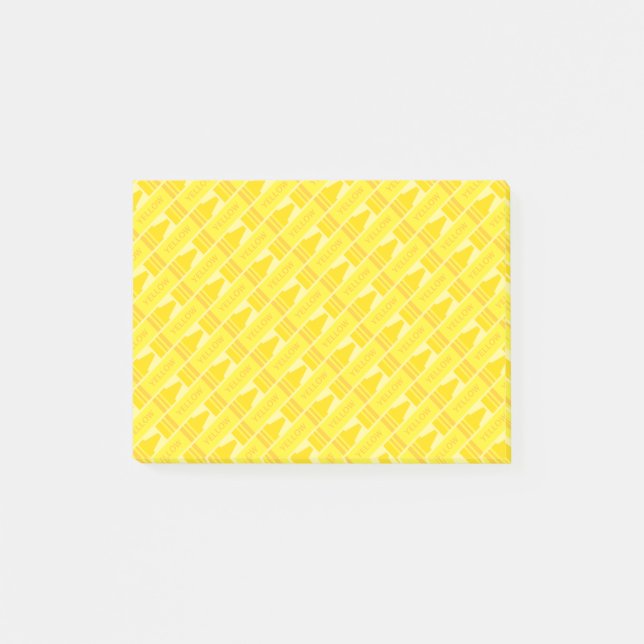Notas Post-it® Patrón de Artesanía de Crayón Amarillo Cuadro (Anverso)