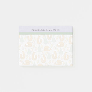Notas Post-it® Patrón de Baby Shower de criaturas de bosques de c