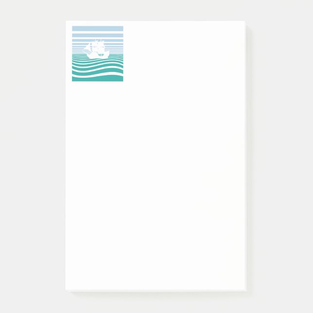 Notas Post-it® patrón de barcos de vela (Anverso)