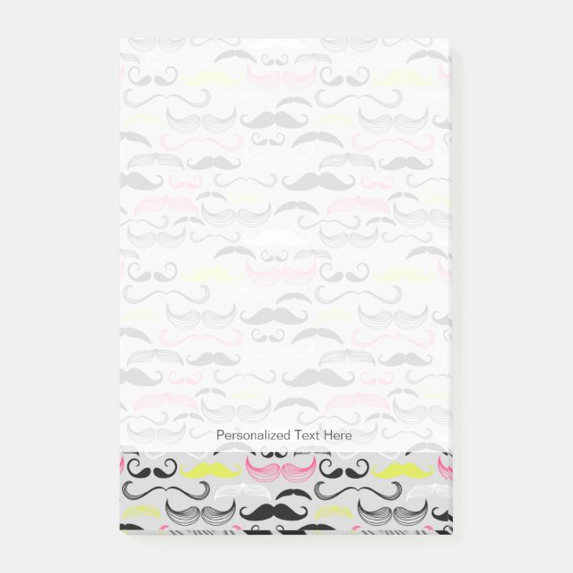 Notas Post-it® Patrón de bigote, estilo retro (Anverso)