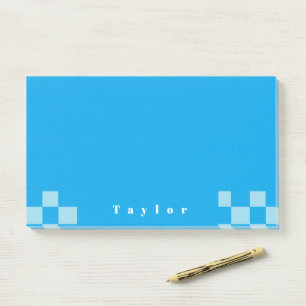 Notas Post-it® Patrón de bloques cuadrados oscuros y azul claro