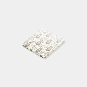 Notas Post-it® Patrón de bosques ilustrado de lechuza marrón