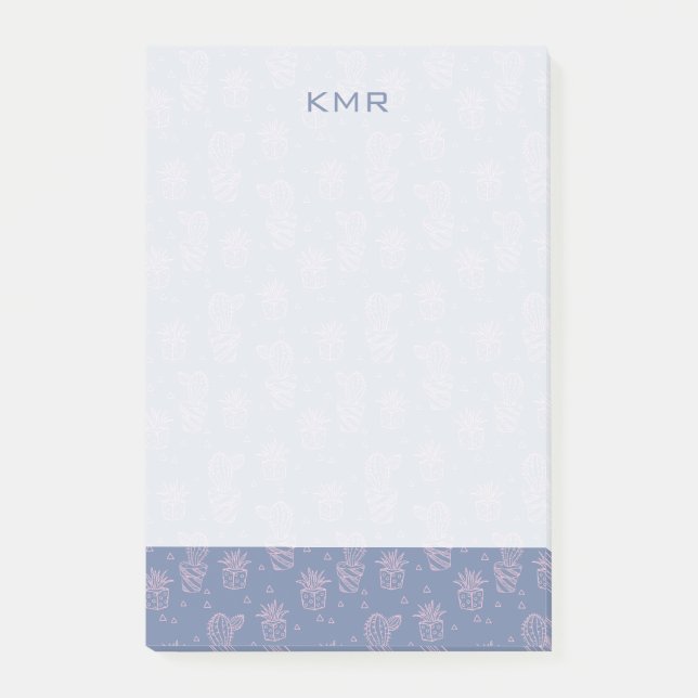 Notas Post-it® Patrón de cactus Personalizado rosa y púrpura (Anverso)