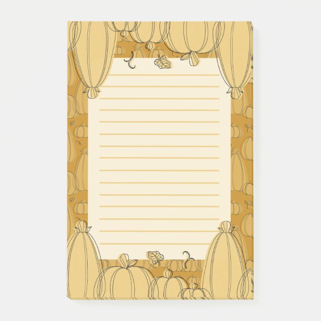 Notas Post-it® Patrón de calabaza de otoño moderno en Naranja (Anverso)