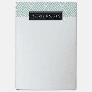 Notas Post-it® Patrón de chequeo Aqua y Black Chevron