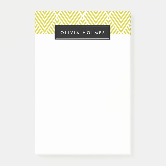 Notas Post-it® Patrón de cheurón amarillo y negro (Anverso)