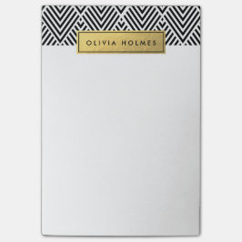 Notas Post-it® Patrón de Chevron de Hoja de Aluminio Falso Negro
