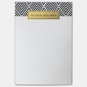 Notas Post-it® Patrón de Chevron de Hoja de Aluminio Falso Negro 