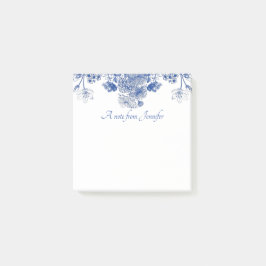 Notas Post-it® Patrón de China floral azul y blanco