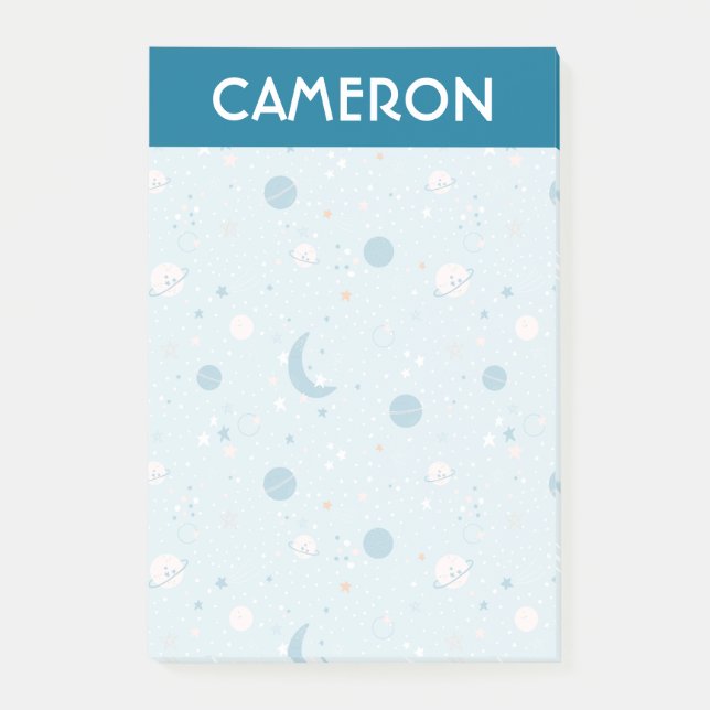 Notas Post-it® Patrón de cielo azul y espacio (Anverso)