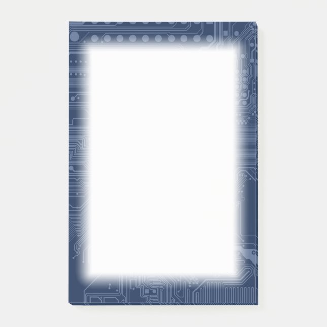 Notas Post-it® Patrón de circuito de la tarjeta madre azul geek (Anverso)