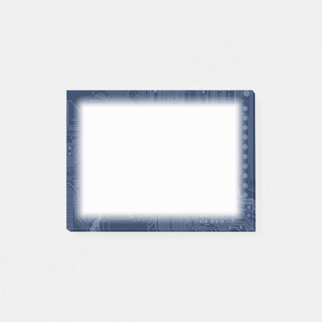 Notas Post-it® Patrón de circuito de la tarjeta madre azul geek (Anverso)