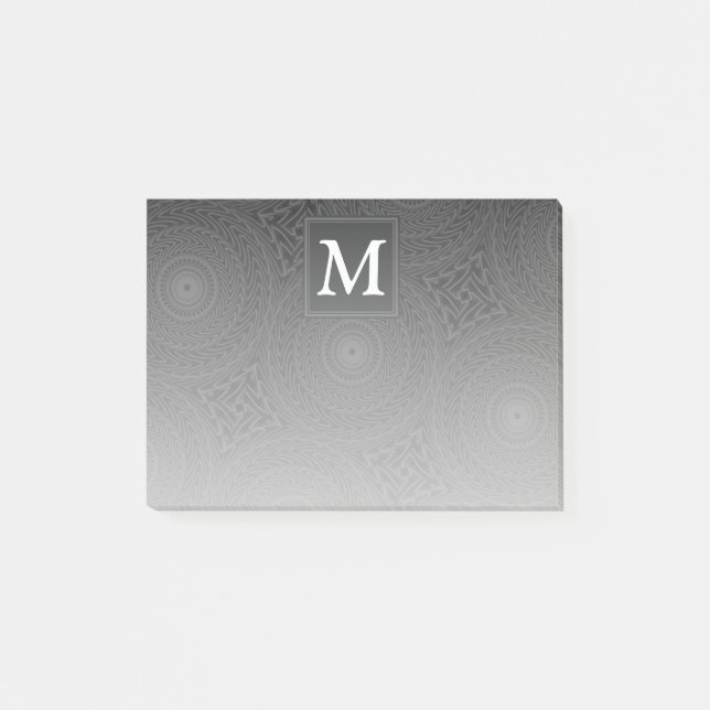Notas Post-it® Patrón de círculos de carbón monograma (Anverso)