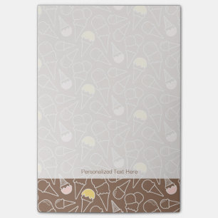 Notas Post-it® Patrón de cono de helado en marrón