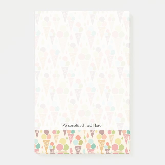 Notas Post-it® Patrón de conos de helados (Anverso)