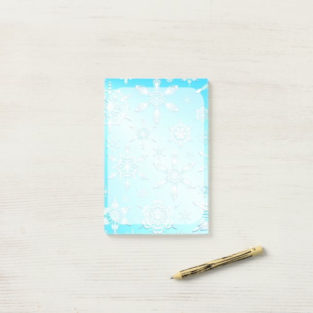 Notas Post-it® Patrón de copos de nieve de cristal (Escritorio)