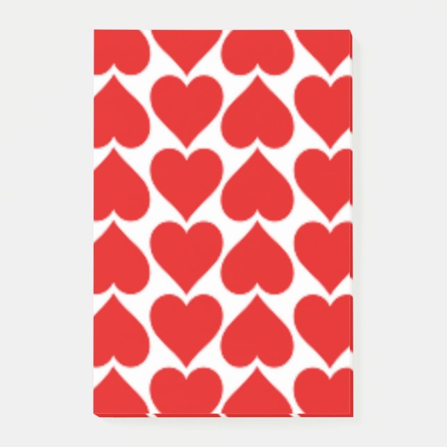 NOTAS POST-IT® PATRÓN DE CORAZÓN ROJO (Anverso)