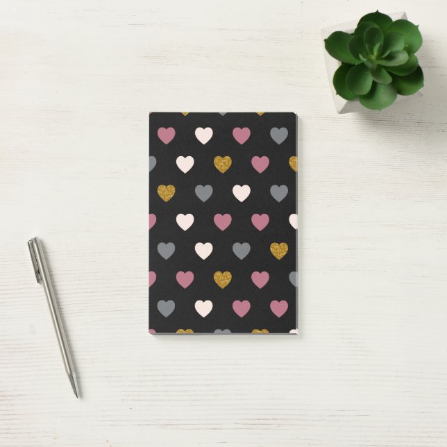 Notas Post-it® Patrón de Corazones 30 (Oficina)