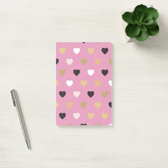 Notas Post-it® Patrón de Corazones 32 (Oficina)