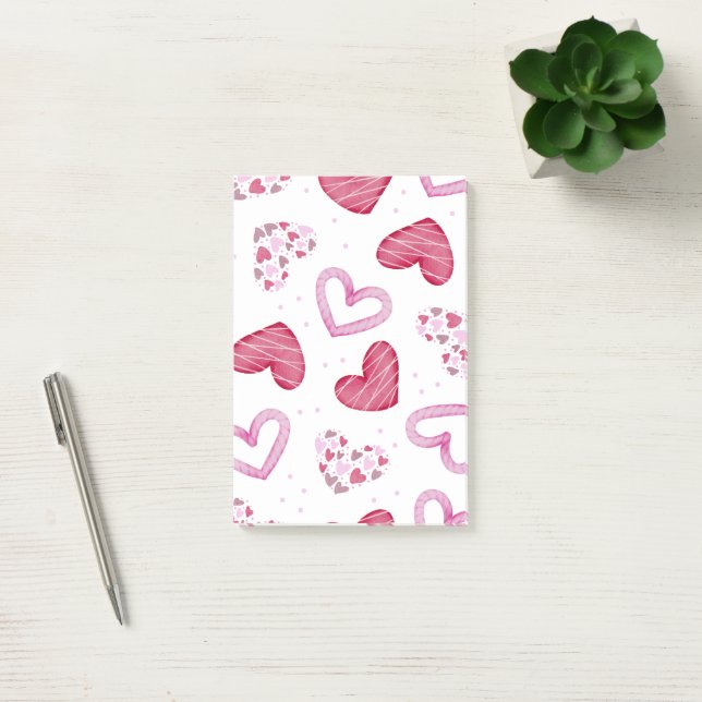 Notas Post-it® Patrón de Corazones 36 (Oficina)