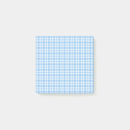 Notas Post-it® Patrón de Cuadro Escocés Azul Blanco